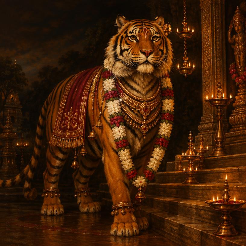 Durga — The lion at the temple steps