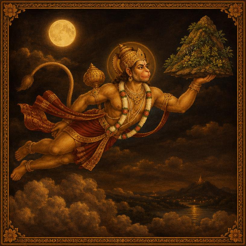 Hanuman — Carrying the mountain of herbs
